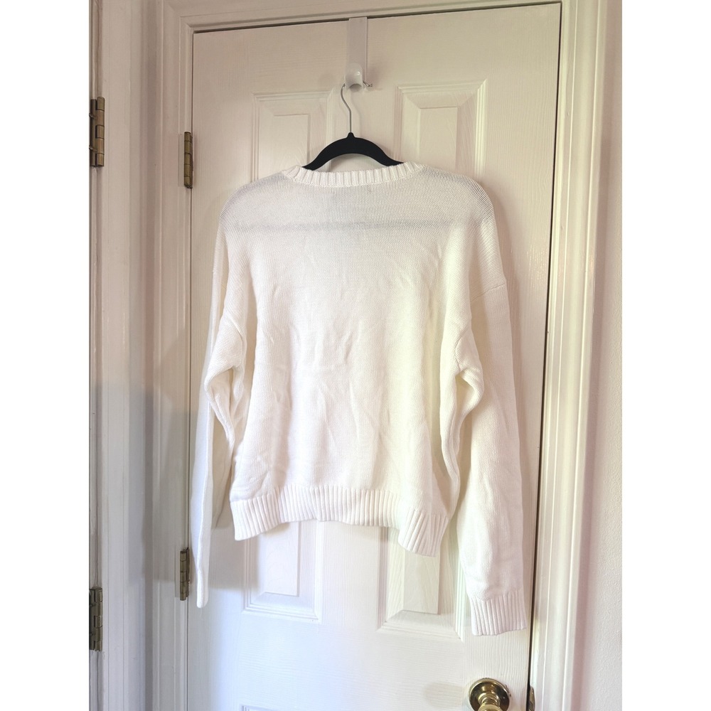 Lauren Ralph Lauren Cream Crewneck Sweater with Embossed Logo - Picture 5 of 5